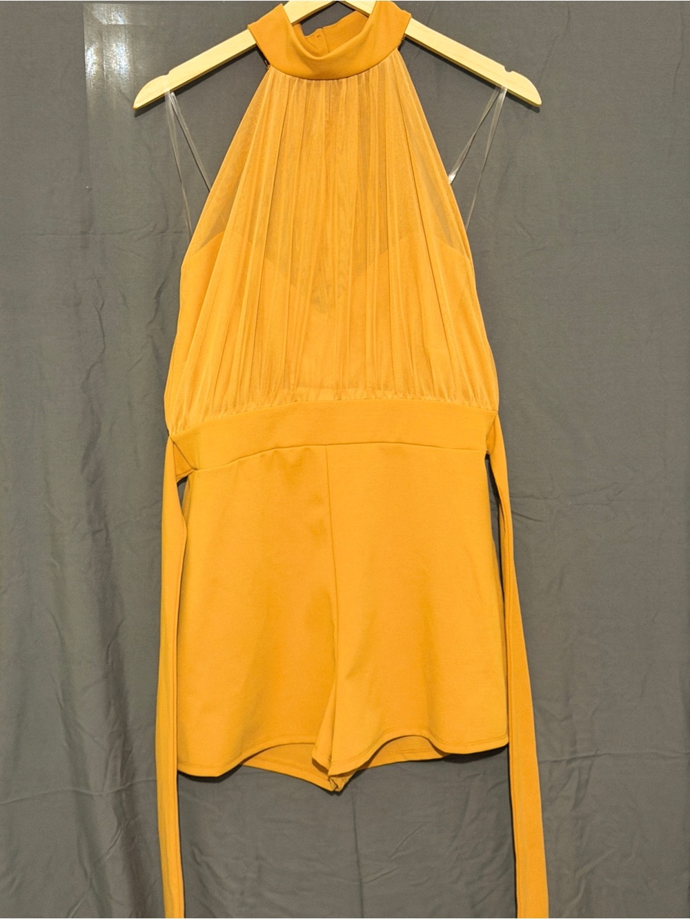 Fashion Nova Mustard Yellow Halter Romper Jumpsuit